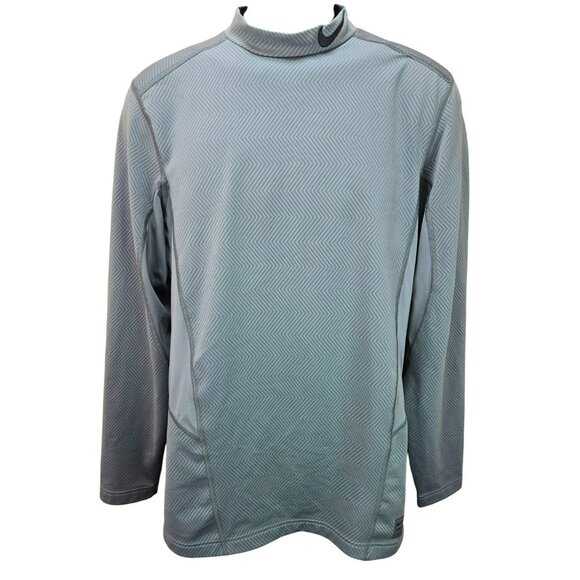 Nike Pro Fitted Dri-Fit Mock Athletic Gray Long Sleeve Shirt Large - Picture 1 of 7